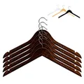 Produktbild: RSR Hangers Kleiderbügel 10 Stück Holz Braun | ohne Steg I Holzkleiderbügel | Hemdenbügel | Blusenbügel | mit Rockkerbe | 360° drehbarer Haken | ver. Farben und Stückzahlen OS1