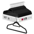 Produktbild: OGIVO Samt Kleiderbügel - 20er Set - rutschfest Bügel für Ihren Garderobe - kleine Stange für Krawatten - Haken um 360° drehbar - Einkerbungen im Schulterbereich - Hangers Clothes (Schwarz)