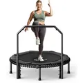 Produktbild: Bcan Rebounder-trampolin Für Erwachsene, 102/122 Cm, 204/250 Kg Belastbarkeit, Mit Bungee-seilen, Verstellbarem Griff, Stabil, Leise, Für Drinnen Und Draußen, Ganzkörpertraining, Entspannung Zu Hause