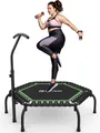Produktbild: BCAN Fitnesstrampolin Indoor Ø 122 cm, Trampolin Erwachsene bis 250 kg, Ø 122 cm, (1 tlg), Bodentrampolin mit verstellbarem T-Griff & 42 Gummiseilen
