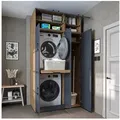Produktbild: Roomart Waschmaschinenumbauschrank Waschmaschinenschrank DORA 115 cm mit Trockneraufsatz & Hochschrank (Waschmaschinenschrank DORA für Trockner & Waschmaschine in 4 Farben) grau 115 cm x 230 cm x 74 cm