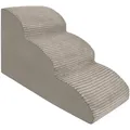 Produktbild: Domarex DOGGURU Streifen Beige Hundetreppe 3 Stufen 60x30x40 cm – Rutschfeste Haustiertreppe für kleine Hunde & Katzen – Weich, Stabil & Waschbar - Beige