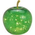 Produktbild: WURM Dekoobjekt Apfel aus grünem Glas mit 20 warmweißen LEDs, integrierter Timerfunktion und festlicher Weihnachtsästhetik | Wurm