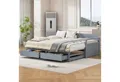 Produktbild: Odikalo Schlafsofa Schlafcouch 90x190 Tagesbett mit Schubladen, Multifunktionales Zwei-in-Eins-Tagesbett 90 (180) x 190 mit Kiefernbett, Schubladen und Ausziehbett Grau / Weiß