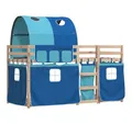 Produktbild: vidaXL Bett Etagenbett mit Vorhängen Blau 90x190 cm Massivholz Kiefer