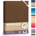Produktbild: leevitex® Spannbettlaken für kalte Nächte – angenehm weich, passgenau, farbstark & pflegeleicht, Gummizug: Rundum braun 200 cm x 220 cm
