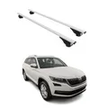 Produktbild: OMAC Dachträger Grundtäger kompatibel mit Skoda Kodiaq 2016-2024 Metall 75kg Silber 2tlg Offene Reling für Fahrradträger, Dachboxen, Skiträger Abschließbar