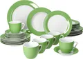 Produktbild: 30tlg Kombiservice Variant Grün Porzellan 6 Personen Tassen Untertassen Teller