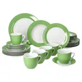 Produktbild: 30tlg Kombiservice Variant Grün Porzellan 6 Personen Tassen Untertassen Teller
