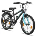 Produktbild: Licorne Bike Carter Premium Mountainbike in 20 Zoll Fahrrad für Kinder Mädchen Jungen 6 Gang Shimano Schaltung Zoll:20;Farbe:Schwarz/Blau