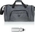 Produktbild: Sporttasche Damen Herren Elephant Color Big 55 cm 40 L Nassfach Reisetasche Sport Fitness Sauna Tasche groß 1296 Grau + Trinkflasche