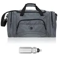 Produktbild: Sporttasche Damen Herren Color Big 55 cm 40 L Nassfach Reisetasche Sport Fitness Sauna Tasche groß 1296 + Trinkflasche (Titan Grey (Grau))