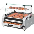 Produktbild: VEVOR Hot Dog Grill Maschine 30 Hot dogs 11 Rollen Edelstahl, 2400 W, Elektrogrill mit Brötchenwärmer & Abdeckung (Glas + PC) & 3 Temperaturregler & seitlicher Aufbewahrungsbox & Ölauffangschale