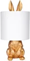 Produktbild: BRUBAKER Tisch- oder Nachttischlampe Goldener Hase - Tischleuchte mit Keramikfuß und Stoffschirm - 42 cm Höhe, Weiß Gold