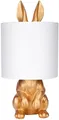 Produktbild: BRUBAKER Nachttischlampe Tischleuchte Hase Gold oder Silber - Tischlampe mit Lampenschirm, ohne Leuchtmittel, Motiv Lampe mit Keramikfuß, Höhe 42 cm