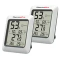 Produktbild: ThermoPro TP50 Digitales Hygrometer, Innen-Thermometer, Raumthermometer und Feuchtigkeitsanzeige, mit Feuchtigkeits- und Temperaturmonitor, 2 Stück