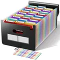 Produktbild: Dokumentenmappe A4, 26 Fächer Fächermappe Sortiermappe Bunte Datei Ordner Regenbogen Aktenordner Ordner Akkordeon Design A4 Größe Grosse Kapazität Wasserdicht Materia mit Deckel de ABC life