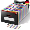 Produktbild: Dokumentenmappe A4, 26 Fächer Fächermappe Sortiermappe Bunte Datei Ordner Regenb