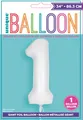 Produktbild: Unique Party 13961 - Riesenzahl 1 Luftballon - 86 cm - Matt Weiß