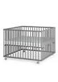 Produktbild: Sämann Laufstall faltbar Baby 100x100 cm mit SleepPlus Matratze | stufenlos höhenverstellbar | Laufgitter Premium | Babybett aus Holz | Krabbelgitter grau