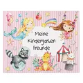 Produktbild: Papierdrachen Hochwertiges Freundebuch für Kinder - Kindergartenfreunde - Rosa - Poesiealbum mit Meerjungfrau, Prinzessin & Dinos - für 27 Freunde - buntes kindgerechtes Design
