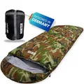 Produktbild: EXPLORER Hunter Deckenschlafsack [350GSM] 1950g Extremtemperatur bis zu -18°C in Tarn Camouflage BW Schlafsack XXL 220x80cm für Camping, Angeln, Outdoor