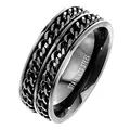 Produktbild: Mianova Herren Spinner Ring Edelstahl Massiv Breit Herrenring Männer Biker Rocker Schmuck Doppelketten Style Schwarz Größe 68 (21.6)