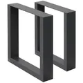 Produktbild: ECD Germany Tischbein 2x Tischkufen aus Vierkantprofilen aus pulverbeschichtetem Stahl, Tischgestell Bankkufen modernes Industriedesign Möbelfüße aus Metall weiß 30 cm x 43 cm