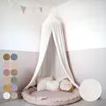 Produktbild: lilimaus Baldachin Kinderzimmer mit Goldapplikation [in 12 Farben] Betthimmel aus 100% Baumwolle Musselin Mädchen & Jungen - Babybett Himmel als Babyzimmer Deko - Vorhang für Kinderbett, Kuschelecke