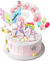 Produktbild: iZoeL Tortendeko Einhorn Geburtstag Kuchen Regenbogen Happy Birthday Girlande Luftballon Kuchen Torten Topper für Kinder Mädchen