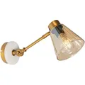 Produktbild: Art-deco-wandleuchte Aus Bronze Mit Marmor Und Bernsteinfarbenem Glas – Nina