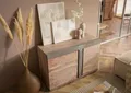 Produktbild: MASSIVMOEBEL24 Sideboard Akazie 115x45x75 beige lackiert Amsterdam #109