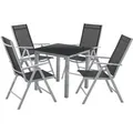 Produktbild: Juskys Aluminium Gartengarnitur Milano 5 Teilig mit Tisch und 4 Stühlen Silbergrau