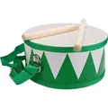 Produktbild: Trommel für Kinder grün/weiss – Holz, 20 cm, mit Sticks & Gurt - 3845g