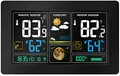 Produktbild: Funkwetterstation | Farbdisplay | 2 Alarme | Wettervohersage mit Kalender | Anzeige der Innen- und Außentemperatur | Luftfeuchtigkeit | Hygrometer | Digitales Thermometer | Wetterstation | Wecker |