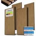 Produktbild: Juskys Wandpaneele Akustik 4er Set 2,88 qm - Verbesserte Akustik durch schallabsorbierende Materialien - Eiche Natur Dunkel - Dunkelbraun