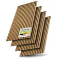 Produktbild: Juskys Akustikpaneele 4er Set 2,88 m² – Wandpaneele 120x60 cm zur Wandverkleidung, reduziert Hall & Lärm, dekorative Wandplatten – Eiche Natur Dunkel