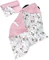 Produktbild: TupTam 2er Set Baby Decken Einschlagdecke 85x85 cm für Autositz Babyschale Babydecke Wiegendecke Minky Baumwolle, Farbe: Rose/Rosa, Größe: Herbst/Winter - 85 cm x 85 cm