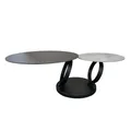 Produktbild: Riess Ambiente Drehbarer Couchtisch Dancing Rings schwarz grau Beton Schiefer Keramik 2 Ebenen rund Metallfuß Wohnzimmertisch Sofatisch