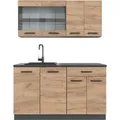 Produktbild: Vicco R-Line Singleküche Goldkraft Eiche/Anthrazit 140 cm ohne Arbeitsplatte ohne E-Geräte