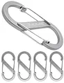 Produktbild: ALPLAKE 4er Set Material-Karabiner, Doppel-Karabiner, S-Form, 88x40mm, Silber