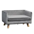 Produktbild: PawHut Haustiersofa samtartiges Polyester, Schaumstoff, Birkenholz