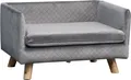 Produktbild: PawHut Hundesofa mit Holzbeinen Hundebett Haustiersofa Hundematte für kleine Hunde bis zu 8 kg Samt-Touch Grau 64 x 45 x 36 cm