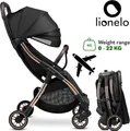 Produktbild: Lionelo Julie One Buggy Kinderwagen bis 22 kg verstellbare Rückenlehne und Fußstütze Moskitonetz Beinwärmer Getränkehalter und Transporttasche Gold