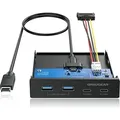 Produktbild: GRAUGEAR Multi Frontblende 4-Port USB-HUB, 2x USB-C,2x USB-A retail - Schwarz