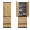 Produktbild: Home Collective Kleiderschrank, Garderobenschrank, Mehrzweckschrank 2-türig mit 3 Einlegeböden & 3 Schubladen | Schrank für Schlafzimmer, Flur oder Büro | 50x40x180 cm (BxTxH) | Anthrazit-Eiche