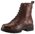 Produktbild: Schnürboots , Blockabsatz, Schnürstiefelette, Combat-Boots mit Kontrast-Rahmennaht, Gr. 37, braun