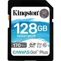 Produktbild: Kingston Canvas Go Plus microSD 128GB + ADP Speicherkarte (128 GB, Video Speed Class 30 (V30)/UHS Speed Class 3 (U3), 170 MB/s Lesegeschwindigkeit) schwarz