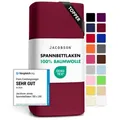 Produktbild: Jacobson Spannbettlaken TOPPER aus 100% Baumwolle, Jersey Bettlaken 160 g/m2, Spannbetttuch mit Gummizug, OEKO-TEX®, pflegeleicht, viele Farben rot 140 - 160 cm x 200 cm
