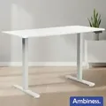 Produktbild: AMBINESS Höhenverstellbarer Schreibtisch FlexxPro | Durchgehende Arbeitsplatte | Inkl. LED-Bedienfeld & Kabeldurchführung | elektrisch stufenlos ... - Weiß